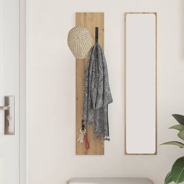 vidaXL Wall-Mounted Coat Rack Artisan oak 20 x 1.5 x 100 cm