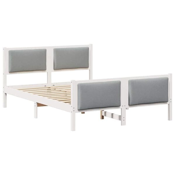 vidaXL Bed Frame with Headboard Light Grey 150 x 200 cm Fabric