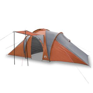 vidaXL Family Tent Dome 6-Person Grey and Orange Waterproof