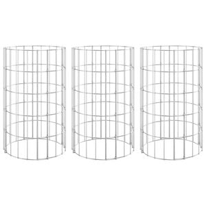 vidaXL Circular Gabion Raised Beds 3 pcs Galvanised Steel &Oslash;30x50 cm