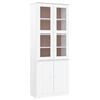 vidaXL Glass Display Cabinet "ALTA" White 77x35x186,5 cm Solid Wood Pine
