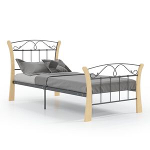 vidaXL Bed Frame without Mattress Black Metal 90x200 cm