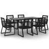 vidaXL 7 Piece Garden Dining Set Black PVC Rattan