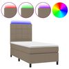 vidaXL Box Spring Bed with Mattress&LED Taupe 100x200 cm Fabric