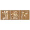 vidaXL Garden Wall Decorations 3 pcs 55x55 cm Corten Steel Grass Design