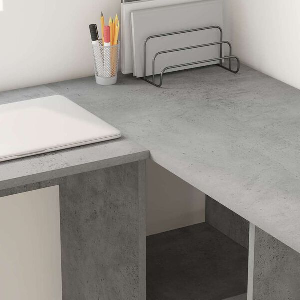 vidaXL Desk with Shelf Concrete Grey 142 x 102 x 73 cm Engineered Wood