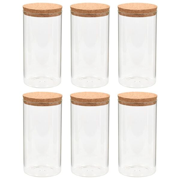 vidaXL Storage Glass Jars with Cork Lid 6 pcs 1400 ml