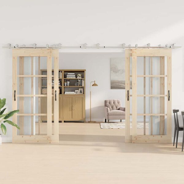 vidaXL Sliding Door Hardware Kit 400 cm Stainless Steel Silver