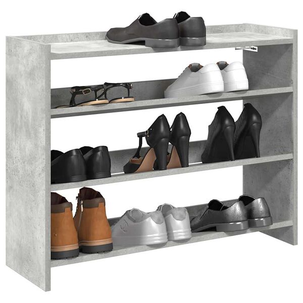 vidaXL Shoe Rack Concrete Oak 80x25x62 cm Engineered Wood