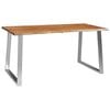 vidaXL Dining Table | Natural wood brown and silver | Solid Acacia Wood | Large