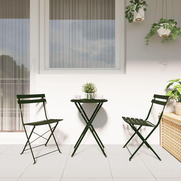 vidaXL Garden Folding Chair Folding 2 pcs Green 42 x 46 x 82cm Steel