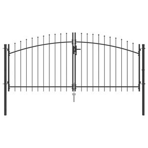 vidaXL Double Gate with Lock Woerden Grey 299.5 x 149.5 cm Steel