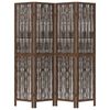 vidaXL Room Divider 4 Panels Dark Brown Solid Wood Paulownia