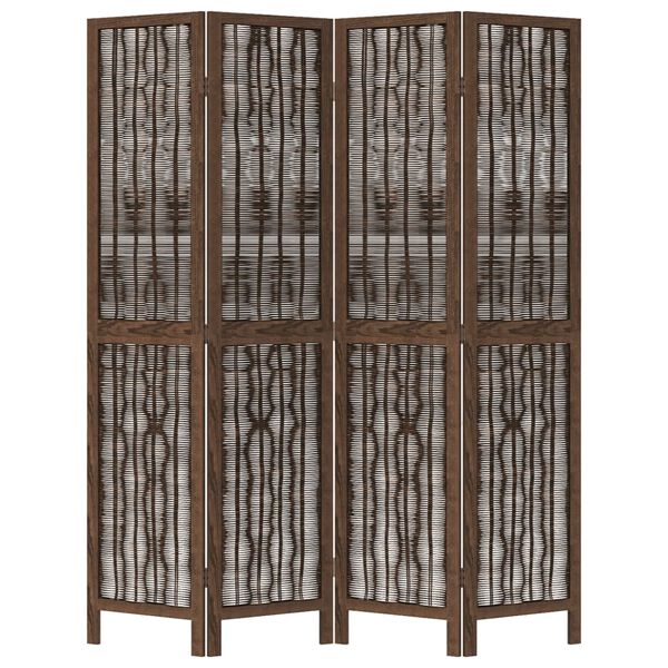 vidaXL Room Divider 4 Panels Dark Brown Solid Wood Paulownia