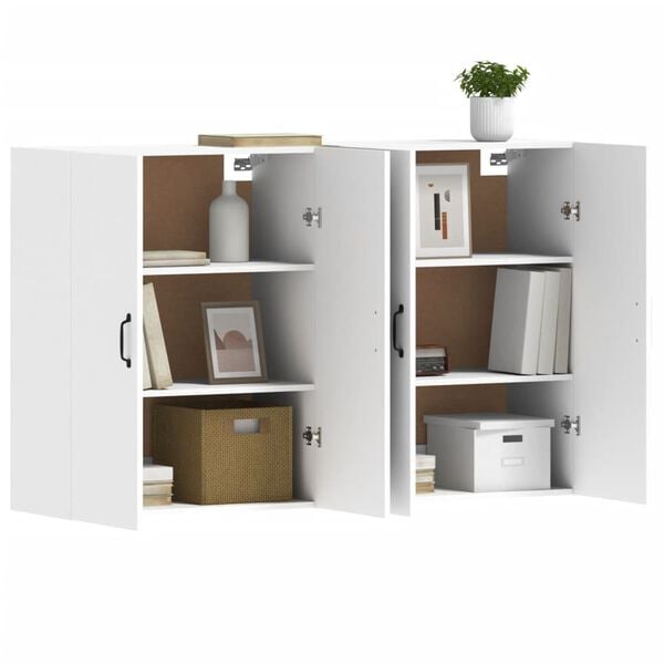 vidaXL Wall Mounted Cabinets 2 pcs White Engineered Wood
