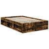 vidaXL Bed Frame Smoked Oak 120 x 190 cm Solid Pine Wood