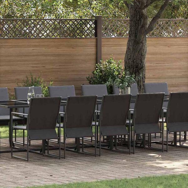 vidaXL Garden Dining Set 17 pcs Black Steel