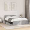 vidaXL Bed Frame with Headboard without Mattress Concrete Grey 120x200 cm