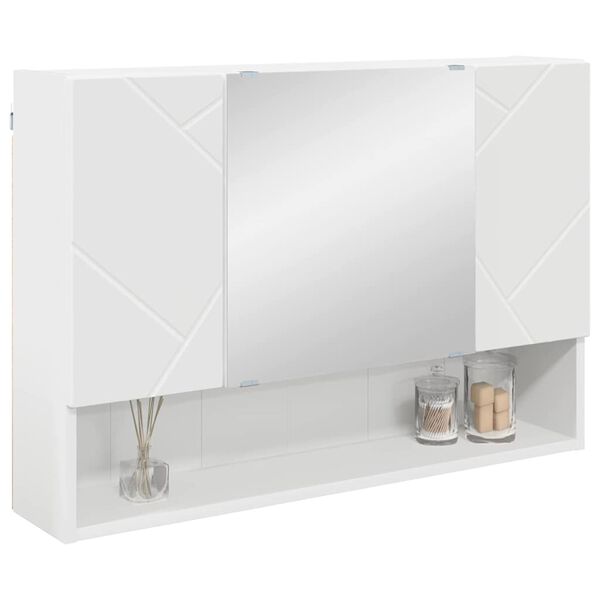 vidaXL Mirror Cabinet with Door White 80 x 17 x 55 cm Engineered Wood