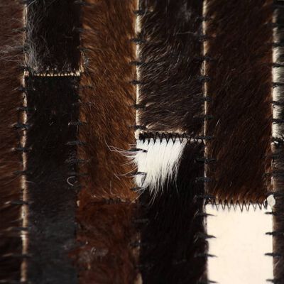 vidaXL Rug Genuine Leather Patchwork 120x170 cm Stripe Black/White