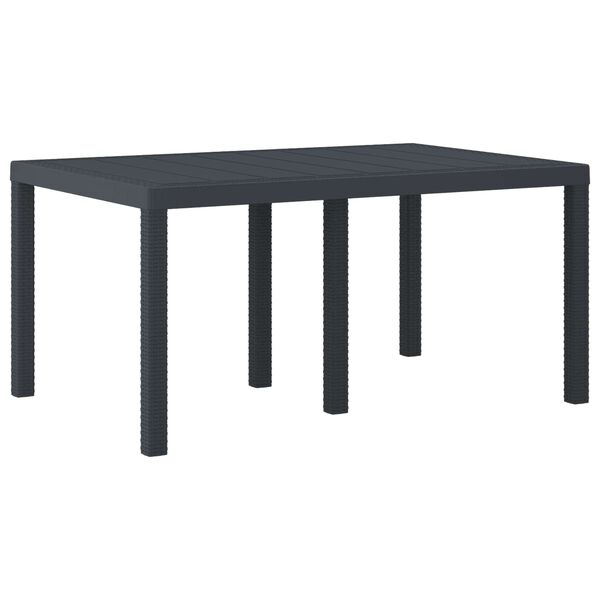 vidaXL Garden Dining Table Anthracite 150 x 100 x 73 cm Poly Rattan