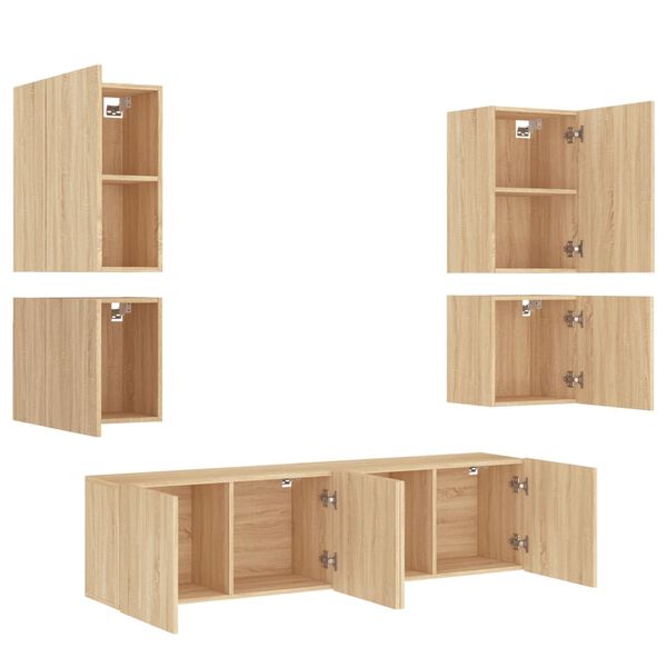 vidaXL 6 Piece TV Wall Units Sonoma Oak Engineered Wood