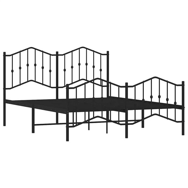 vidaXL Metal Bed Frame without Mattress with Footboard&nbsp;Black 140x200cm