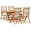 vidaXL Garden Dining Set 5 pcs Beige Solid acacia wood and poly rattan