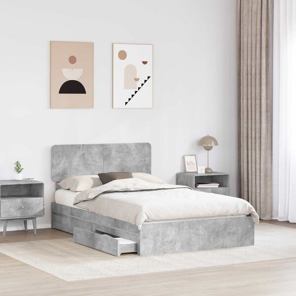 vidaXL Storage Bed Concrete Grey 135 x 190 cm Engineered Wood