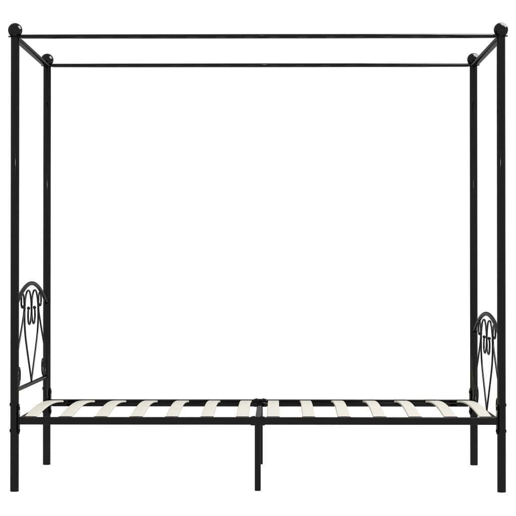 vidaXL Canopy Bed Frame Black Metal 90x200 cm