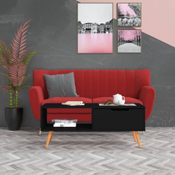vidaXL Coffee Table Black 100x49.5x43 cm Engineered Wood