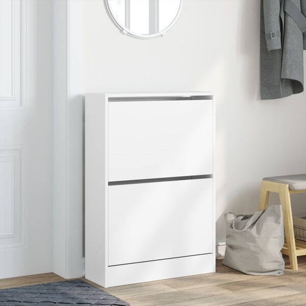 vidaXL Shoe Cabinet White 60x21x87.5 cm Engineered Wood