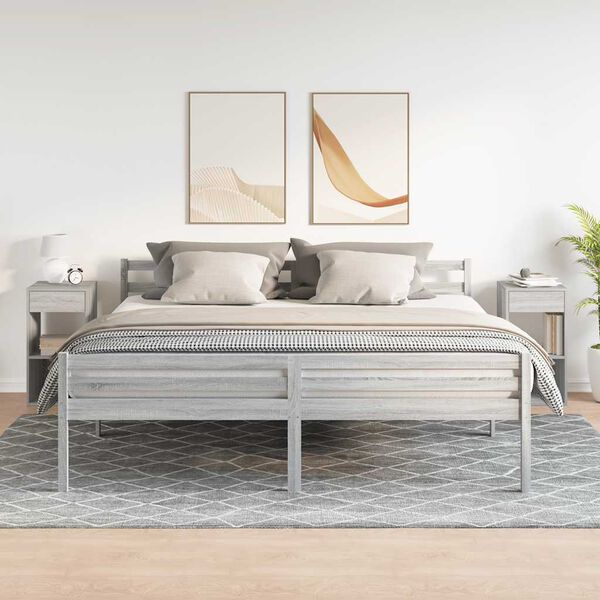 vidaXL Bedside Cabinets with Drawer 2 pcs Grey Sonoma 35x34x66.5 cm