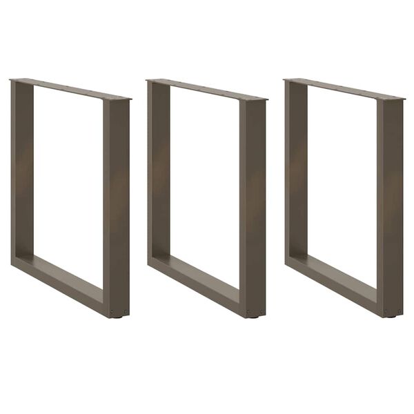 vidaXL Dining Table Legs U-Shaped 3 pcs Natural Steel 90x(72-73) cm Steel