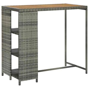 vidaXL Bar Table with Storage Rack Grey 120x60x110 cm Poly Rattan