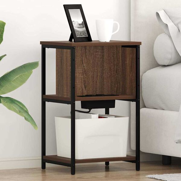 vidaXL Bedside Cabinet Brown Oak 38 x 31 x 61 cm Engineered Wood