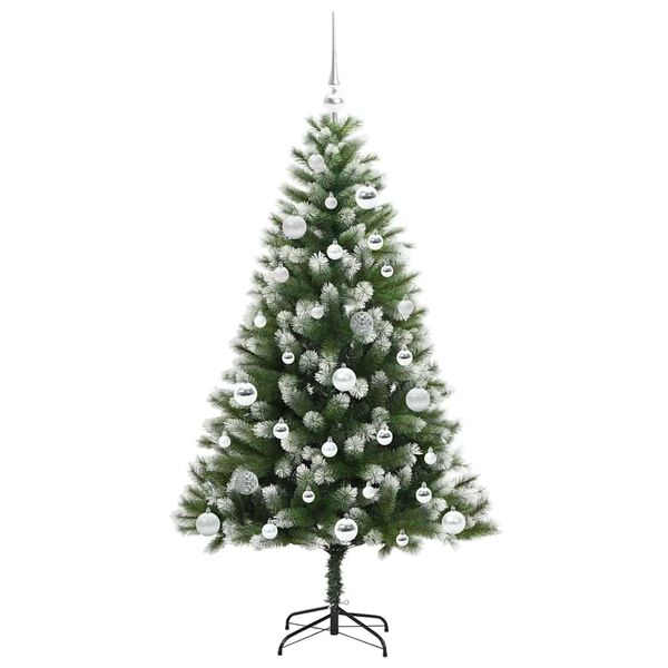 vidaXL Artificial Hinged Christmas Tree with Flocked Snow 150 cm