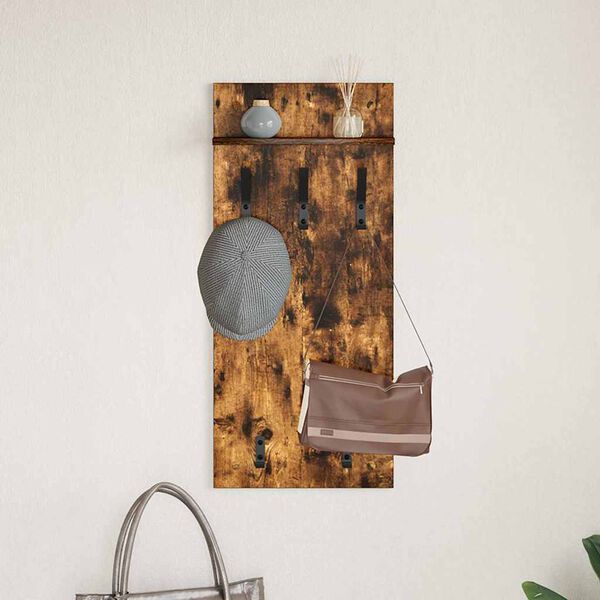 vidaXL Wall-Mounted Coat Rack with Shelf Smoked Oak 40 x 10 x 90 cm