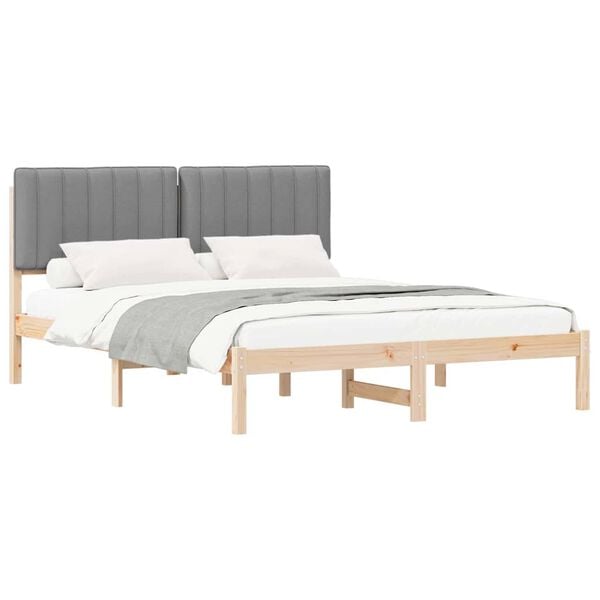 vidaXL Bed Frame with Upholstered Headboard Light Grey 150 x 200 cm