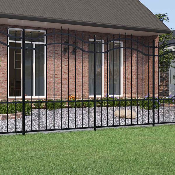 vidaXL Garden Fence Woerden with Spear Top Black 240x150 cm Steel