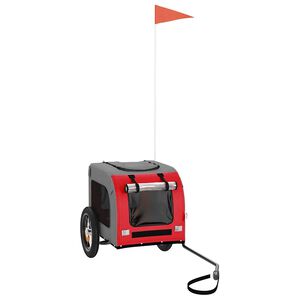 vidaXL Pet Bike Trailer Red and Grey Oxford Fabric and Iron