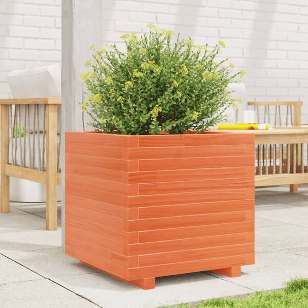 vidaXL Garden Planter Wax Brown 50x50x49.5 cm Solid Wood Pine