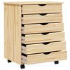 vidaXL Rolling Cabinet with Drawers MOSS Clear Varnish Solid Pine wood