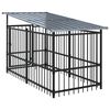 vidaXL Outdoor Dog Kennel with Roof Steel 9.38 m&sup2;