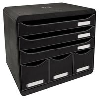 Exacompta Store-Box Desktop Drawer Set Maxi with 6 Drawers Glossy Black