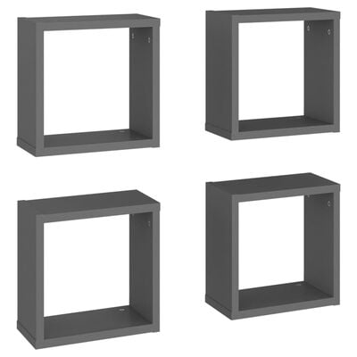 vidaXL Wall Cube Shelves 4 pcs Grey 30x15x30 cm