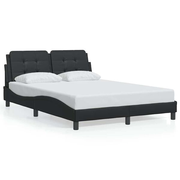 vidaXL Bed Frame without Mattress "Zadar" Black 140x190 cm Faux Leather