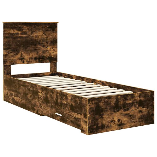 vidaXL Bed Frame Smoked Oak and Silver 70 x 190 cm Engineered Wood