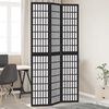 vidaXL Room Divider 3 Panels Black Solid Wood Paulownia