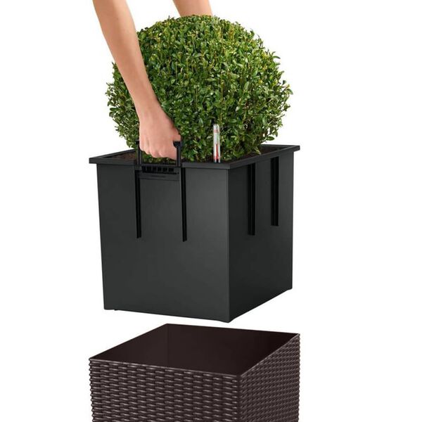 LECHUZA Planter CUBE Cottage 40 ALL-IN-ONE Mocha